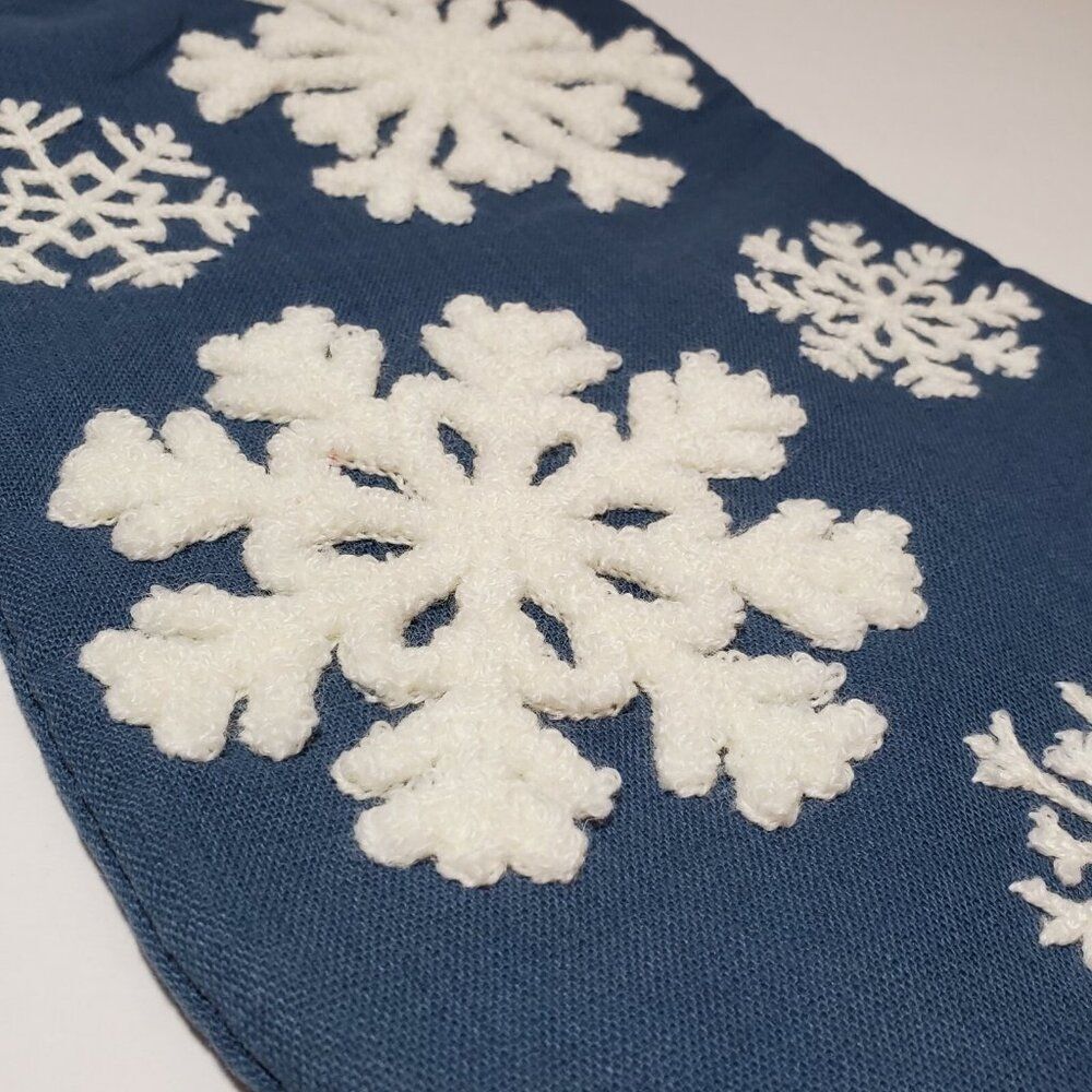 Christmas Stocking Snowflakes Raised Blue White 18" Holiday Home Decor xmas‎ NEW - Picture 4 of 8